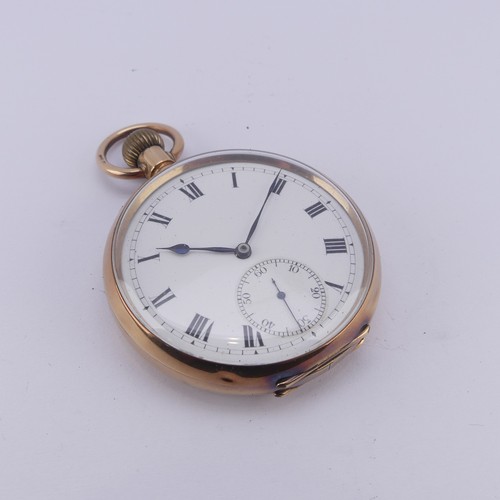 139 - A 9ct yellow gold open face Pocket Watch, the unsigned white enamel dial with Roman Numerals and sub... 