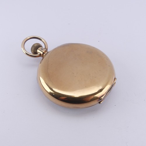 139 - A 9ct yellow gold open face Pocket Watch, the unsigned white enamel dial with Roman Numerals and sub... 