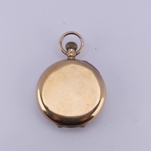 139 - A 9ct yellow gold open face Pocket Watch, the unsigned white enamel dial with Roman Numerals and sub... 