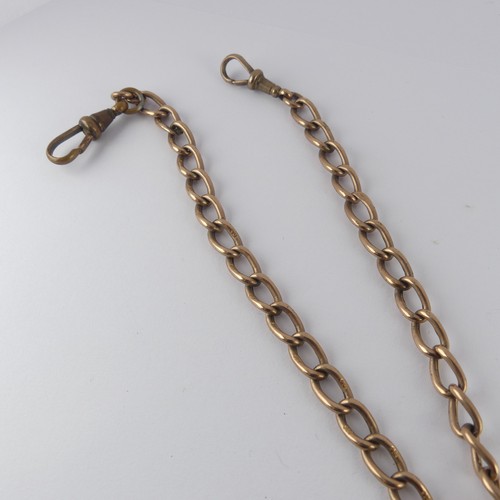 268 - A 9ct gold curb link double Watch Chain, with replacement metal clips and with amethyst swivel fob s... 