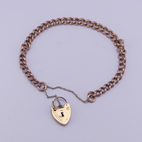 296 - A 9ct rose gold curblink Bracelet, with 9ct gold padlock clasp, 20.1g.