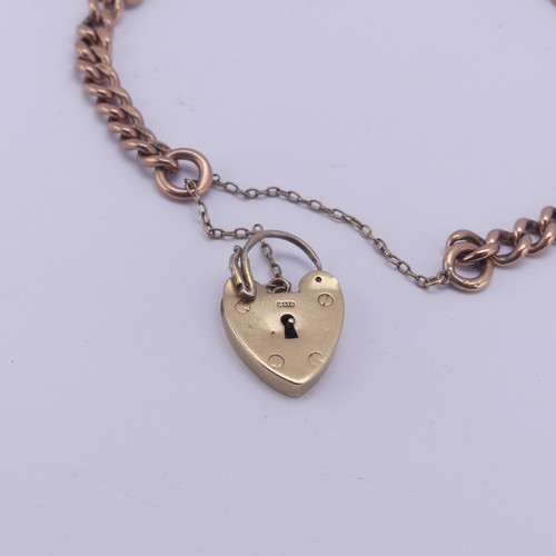 296 - A 9ct rose gold curblink Bracelet, with 9ct gold padlock clasp, 20.1g.