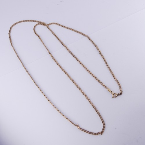 270 - A narrow 9ct yellow gold curb link Chain, 71cm long,  9.5g.