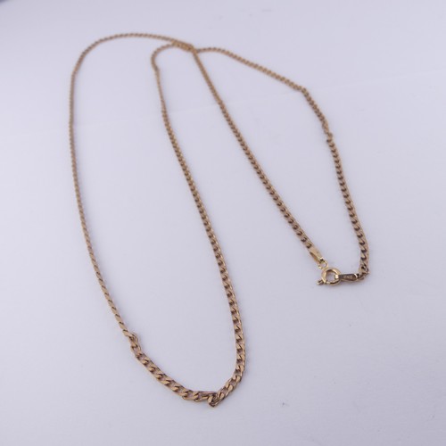 270 - A narrow 9ct yellow gold curb link Chain, 71cm long,  9.5g.