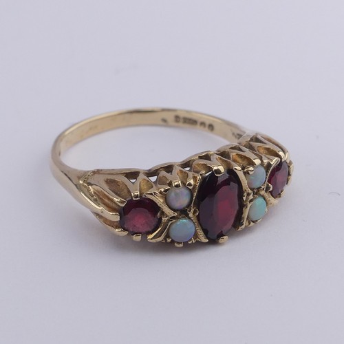 184 - An antique style garnet and opal Ring, mounted in 9ct yellow gold, Size Q½, together with a g... 