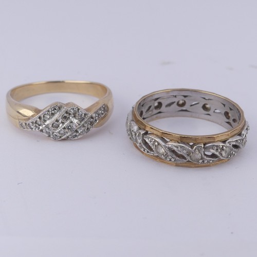 187 - A 9ct yellow and white gold paste set Eternity Ring, Size Q½, together with an unmarked ring,... 