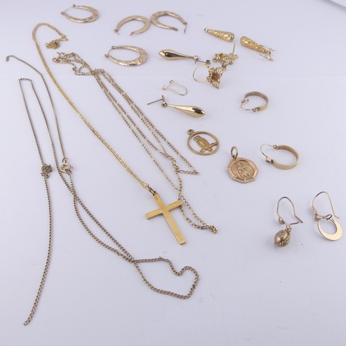 383 - A 9ct yellow gold Cross Pendant, on 9ct gold trace chain, together with another 9ct gold trace chain... 