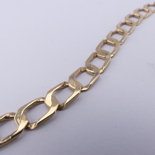 299 - A 9ct yellow gold curb link Bracelet, 19cm long with two further spare links removed, approx. total ... 