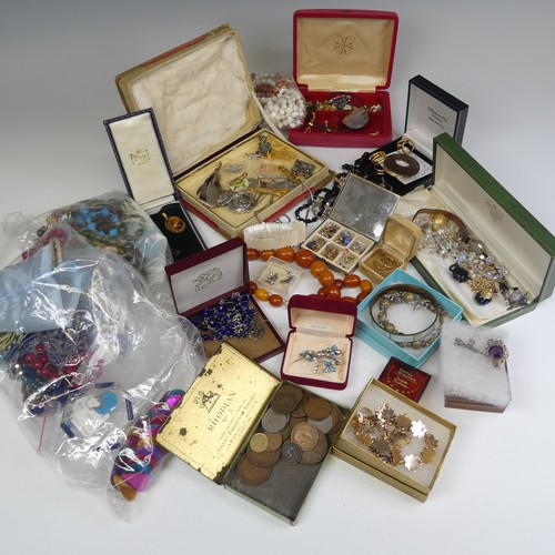 386 - A quantity of Costume Jewellery, including a string of faux butterscotch amber beads, other bead nec... 