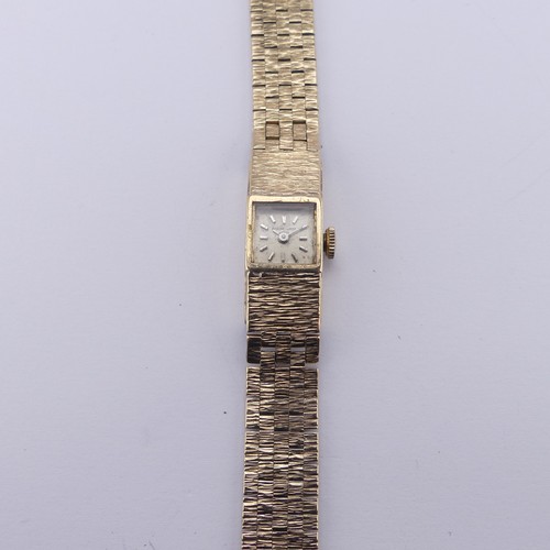 140 - A 9ct yellow gold lady's Bueche-Girot Bracelet Wristwatch, with signed 17-jewels movement and integr... 