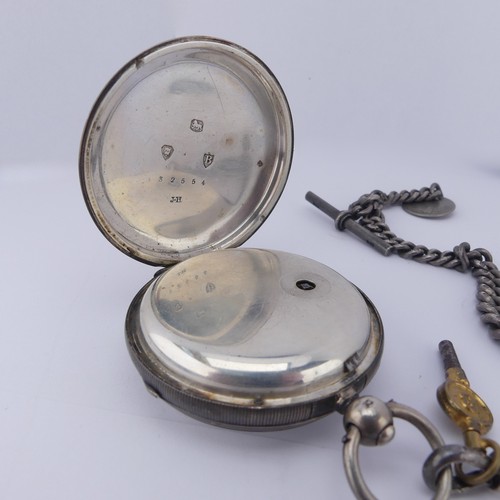 141 - A Victorian silver Pocket Watch, by J.W.Benson, the signed movement no. 32554, white enamel dial wit... 