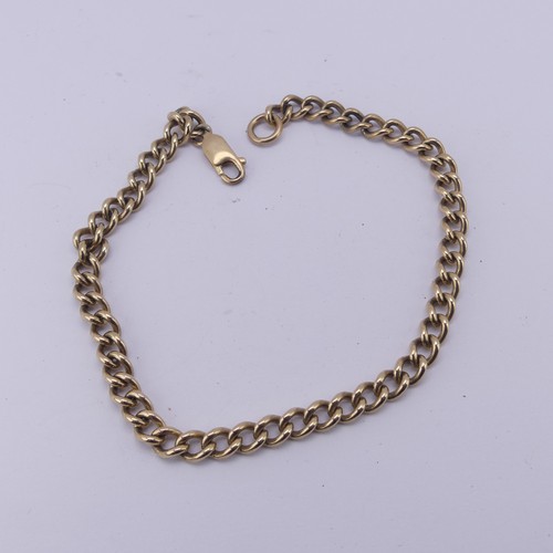 302 - A 9ct yellow gold curb link Bracelet, 24.5cm long, 18.4g.