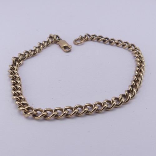 302 - A 9ct yellow gold curb link Bracelet, 24.5cm long, 18.4g.