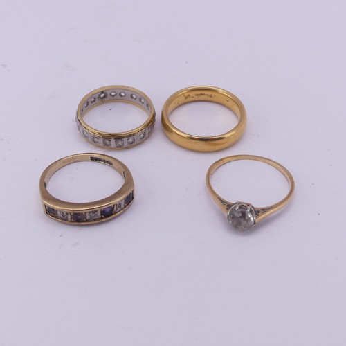 196 - A 22ct yellow gold Band, 4.2mm wide, Size L, 6.3g, together with an 18ct yellow and white gold white... 