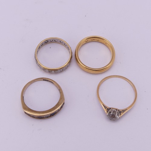 196 - A 22ct yellow gold Band, 4.2mm wide, Size L, 6.3g, together with an 18ct yellow and white gold white... 