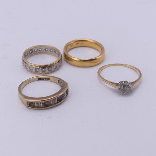 196 - A 22ct yellow gold Band, 4.2mm wide, Size L, 6.3g, together with an 18ct yellow and white gold white... 