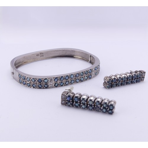 397 - A sapphire and diamond Bracelet, mounted in white gold marked '14k 18k', tested as 14ct, 25g, togeth... 