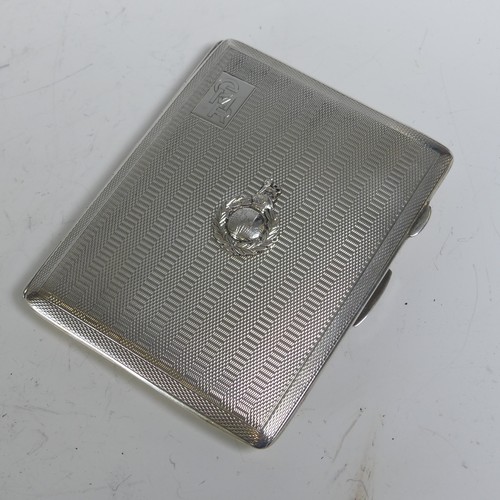 107 - A George VI silver Cigarette Case, by John Rose, hallmarked Birmingham 1943, with engine turned deco... 