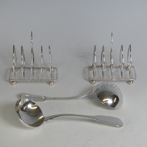 108 - A pair of Edwardian silver five bar Toast Racks, by Charles Horner, hallmarked Birmingham 1905, with... 