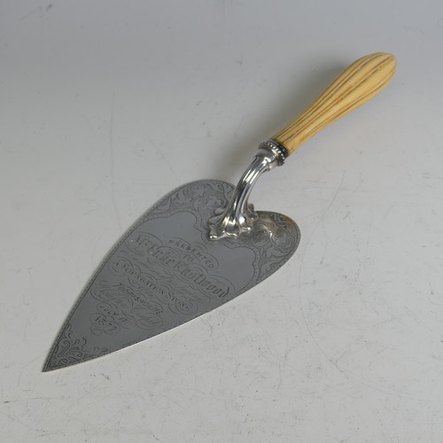 58 - A Victorian silver Foundation Stone Presentation Trowel, by Hilliard & Thomason, hallmarked Birm... 