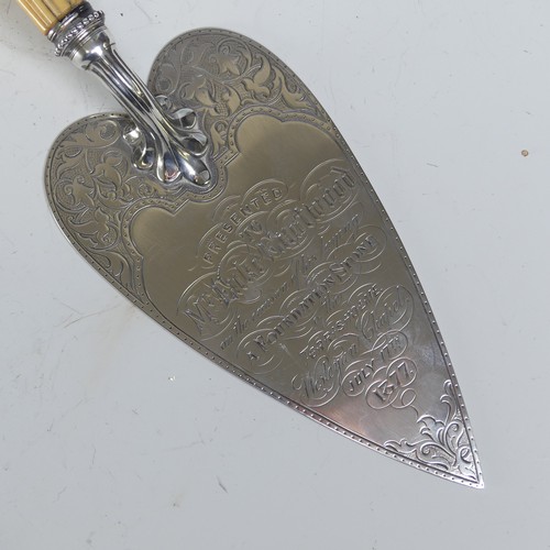 58 - A Victorian silver Foundation Stone Presentation Trowel, by Hilliard & Thomason, hallmarked Birm... 