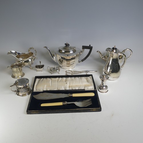 48 - A quantity of Silver Plate, including Mappin & Webb four piece tea set, two entrée dishes, cased... 