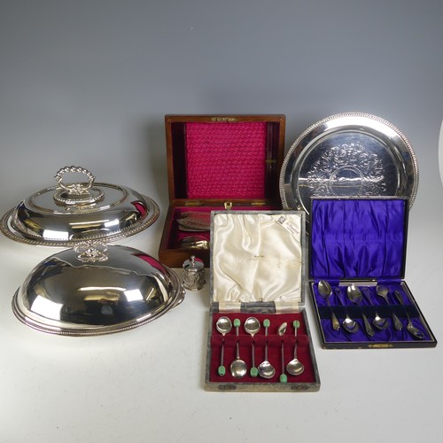 48 - A quantity of Silver Plate, including Mappin & Webb four piece tea set, two entrée dishes, cased... 