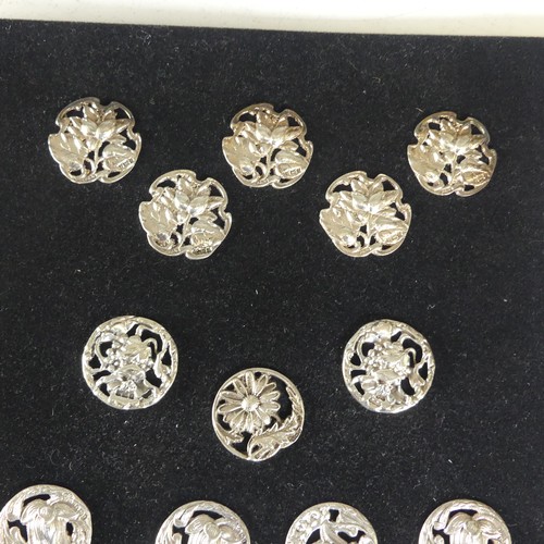 114 - A set of eight late Victorian silver Buttons, by Turnbull Bros., hallmarked Birmingham 1900/1, of pi... 