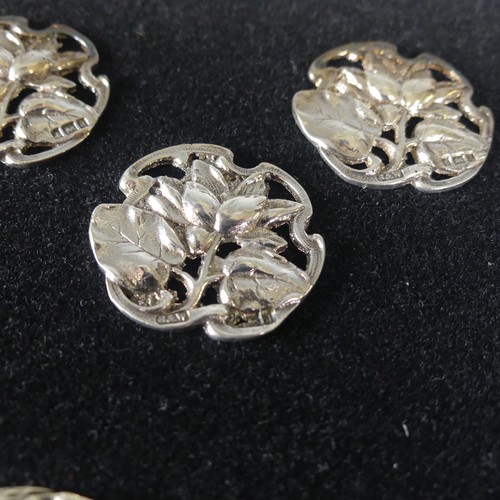 114 - A set of eight late Victorian silver Buttons, by Turnbull Bros., hallmarked Birmingham 1900/1, of pi... 