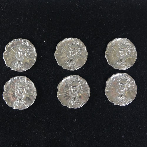 113 - A set of six late Victorian silver Buttons, by Levi & Salaman, hallmarked Birmingham 1900, in th... 