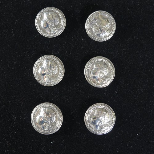 113 - A set of six late Victorian silver Buttons, by Levi & Salaman, hallmarked Birmingham 1900, in th... 