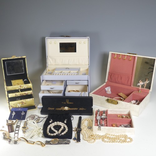 347 - A quantity of Jewellery and Costume Jewellery, including silver gilt charm bracelet, Swarovski neckl... 