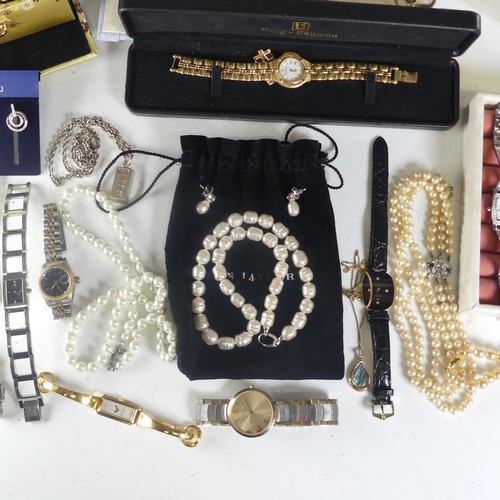 347 - A quantity of Jewellery and Costume Jewellery, including silver gilt charm bracelet, Swarovski neckl... 