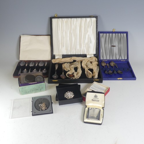 389 - A quantity of Costume Jewellery, including an antique gold plated hinged bangle set seed pearls and ... 