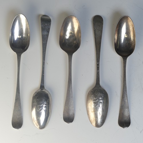 118 - Five George III silver fancy picture back Teaspoons, by Robert Sallam, each with flowering tea-plant... 