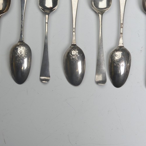 119 - A pair of George III silver picture back Teaspoons, by Hester Bateman, both with scrolling foliate b... 