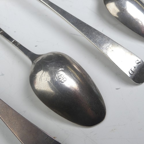 119 - A pair of George III silver picture back Teaspoons, by Hester Bateman, both with scrolling foliate b... 