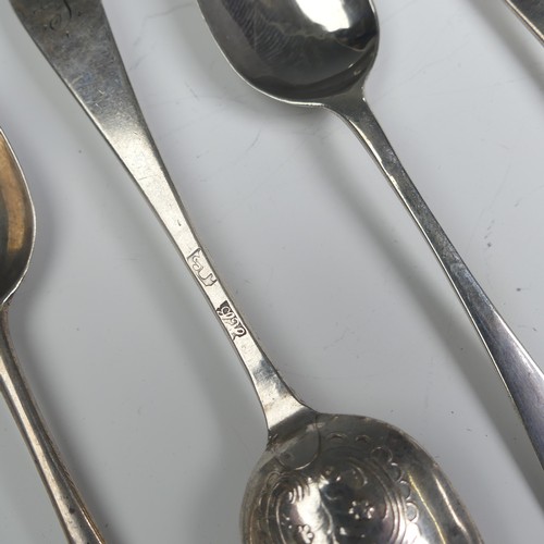 119 - A pair of George III silver picture back Teaspoons, by Hester Bateman, both with scrolling foliate b... 