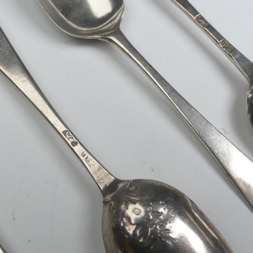 119 - A pair of George III silver picture back Teaspoons, by Hester Bateman, both with scrolling foliate b... 