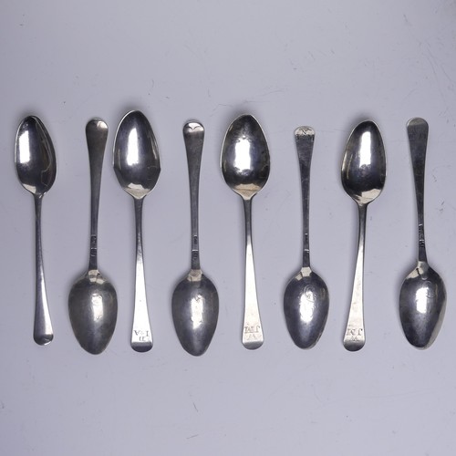 120 - A set of six Old English pattern silver picture back Teaspoons, probably by Samuel Meriton, the... 