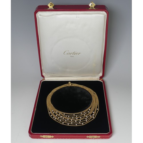 246 - Cartier; A stunning 18ct yellow gold and diamond multi-strand Necklace, from the 'Draperie de décoll... 