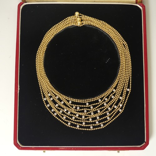 246 - Cartier; A stunning 18ct yellow gold and diamond multi-strand Necklace, from the 'Draperie de décoll... 