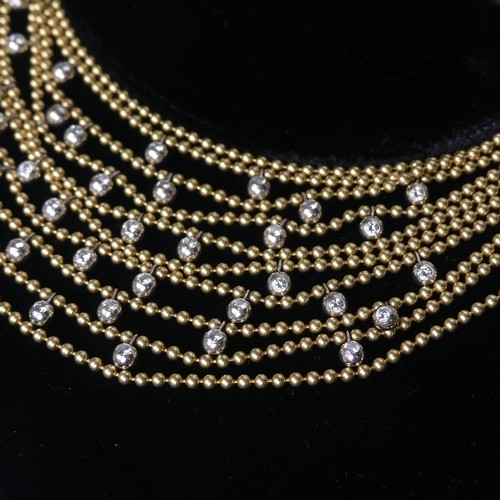 246 - Cartier; A stunning 18ct yellow gold and diamond multi-strand Necklace, from the 'Draperie de décoll... 