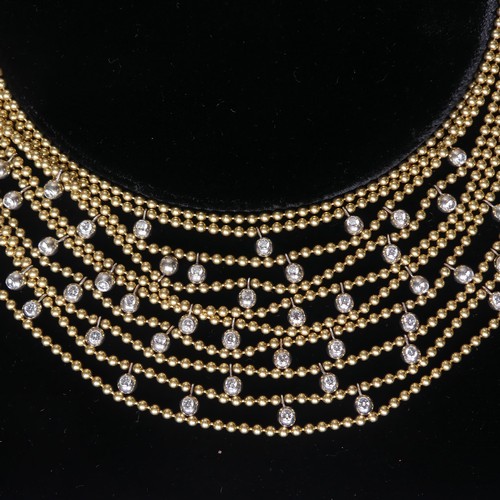 246 - Cartier; A stunning 18ct yellow gold and diamond multi-strand Necklace, from the 'Draperie de décoll... 