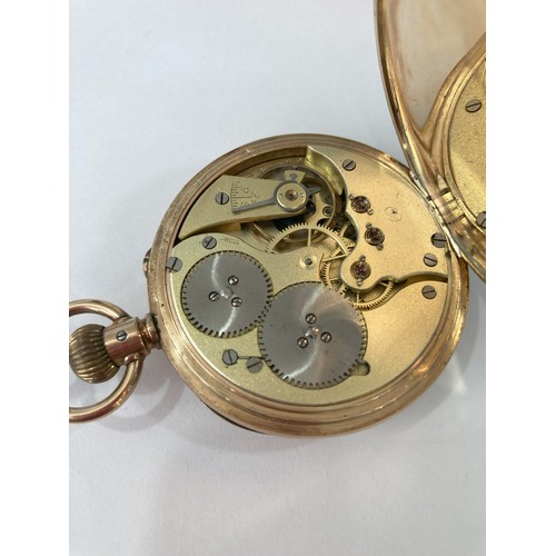 139 - A 9ct yellow gold open face Pocket Watch, the unsigned white enamel dial with Roman Numerals and sub... 