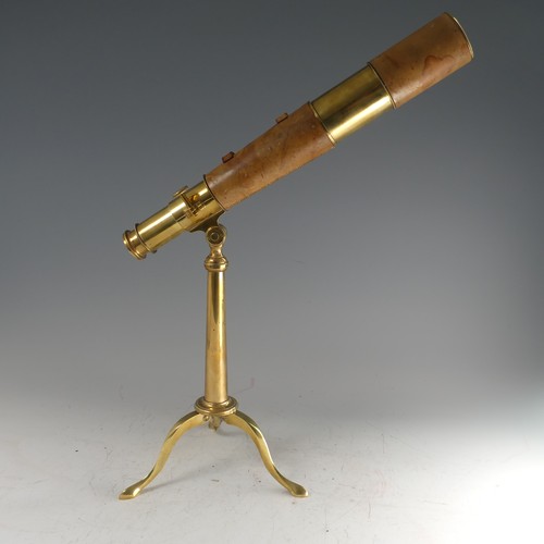 333 - A British Army issue three draw brass Telescope, by Broadhurst Clarkson & Co, with brown leather... 