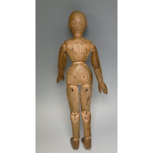 321 - A rare miniature 19th century pine articulated artists Lay figure, the well carved figure with finel... 