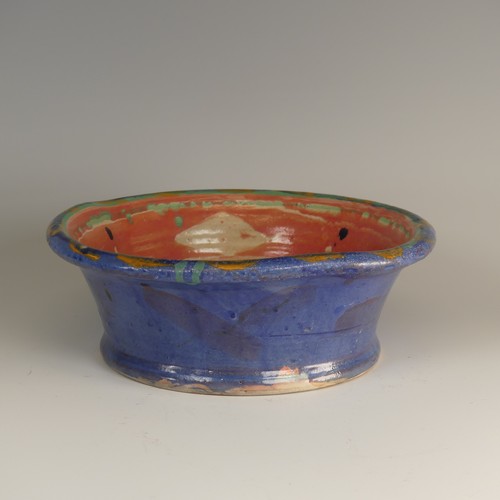 2 - Michael Emmett (b. 1945) a stoneware studio pottery twin-handled Bowl, decorated in colourful splash... 