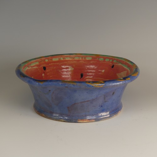 2 - Michael Emmett (b. 1945) a stoneware studio pottery twin-handled Bowl, decorated in colourful splash... 