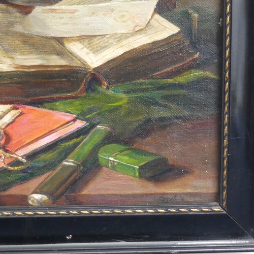 202 - C. M. Wilson (?) (20th century), Still life, oil on board, indistinctly signed, dated 1935, 47cm x 2... 